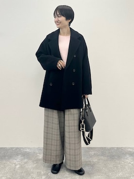 「アイテム（ピーコート）」を使った、SuUさん（レディース・167cm）の秋コーディネート
