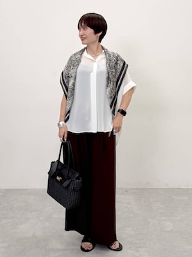 「Elura（エルーラ）のライトチョーカー/632926（ネックレス、シルバー系）」を使った、SuUさん（レディース・167cm）の春コーディネート