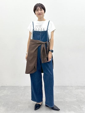 「骨格ストレート」｜「アイテム（サロペット/オーバーオール）」を使った、SuUさん（レディース・167cm）の夏コーディネート