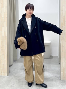 「アイテム（ピーコート）」を使った、SuUさん（レディース・167cm）の秋コーディネート