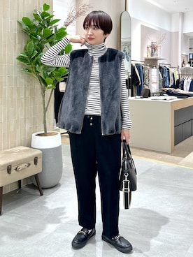 「アイテム（ローファー）」を使った、SuUさん（レディース・167cm・40代）の冬コーディネート