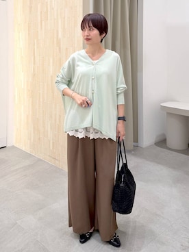 「Elura（エルーラ）の裾レースタンク/605388（タンクトップ、ホワイト系）」を使った、SuUさん（レディース・167cm）の春コーディネート