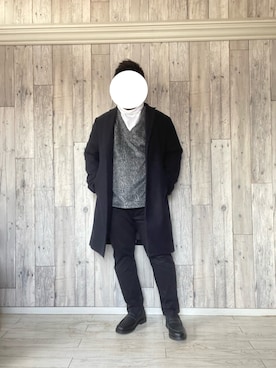 「RAGEBLUE（レイジブルー）のアイテム（チェスターコート）」を使った、sagan.spさん（メンズ・160cm）の冬コーディネート