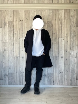 「RAGEBLUE（レイジブルー）のアイテム（チェスターコート）」を使った、sagan.spさん（メンズ・160cm）の冬コーディネート