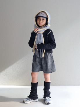 「アイテム（レッグウォーマー）」を使った、cononᐝさん（キッズ・124cm）の冬コーディネート