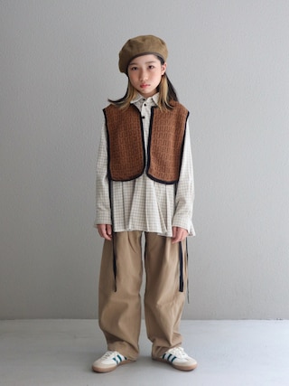 「Gramicci(グラミチ)の【別注】<GRAMICCI>ワイドテーパードパンツ / キッズ 140cm-150cm(チノパンツ)」を使った、cononᐝさん(キッズ・131cm)の秋コーディネート
