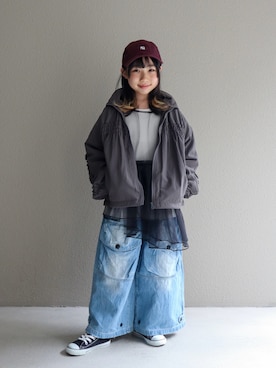 「CONVERSE（コンバース）のアイテム」を使った、cononᐝさん（キッズ・126cm）の冬コーディネート