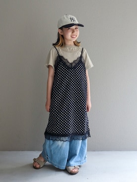 「GRISのアイテム」を使った、cononᐝさん（キッズ・128cm）の春コーディネート