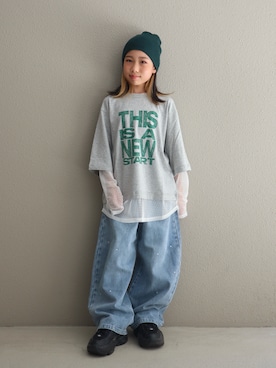 「アイテム（デニムパンツ）」を使った、cononᐝさん（キッズ・131cm）の秋コーディネート