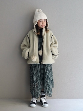 「アイテム（ブルゾン）」を使った、cononᐝさん（キッズ・124cm）の冬コーディネート