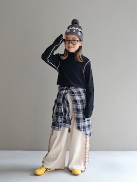 「アイテム（パンツ）」を使った、cononᐝさん（キッズ・124cm）の秋コーディネート