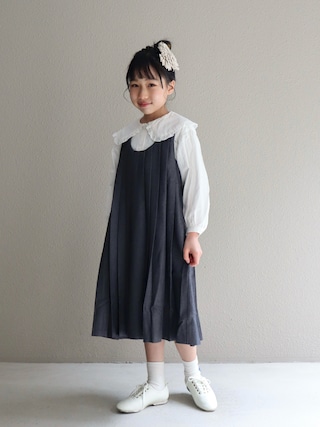 「CIAOPANIC TYPY（チャオパニックティピー）の【KIDS】【フォーマル・セレモニー】洗えるBIGカラー襟プリーツワンピースセット（ワンピース）」を使った、cononᐝさん（キッズ・126cm）の冬コーディネート