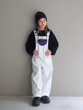 「adidas（アディダス）のオズガイア / Ozgaia / 厚底スニーカー / アディダスオリジナルス adidas Originals（スニーカー、ブラック系）」を使った、cononᐝさん（キッズ・131cm）の秋コーディネート