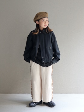 「アイテム（帽子）」を使った、cononᐝさん（キッズ・124cm）の冬コーディネート