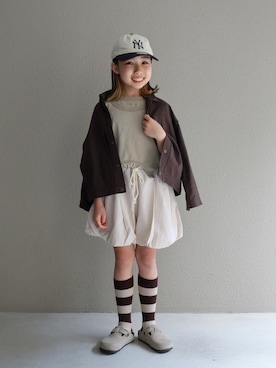 「GRISのアイテム」を使った、cononᐝさん（キッズ・128cm）の春コーディネート