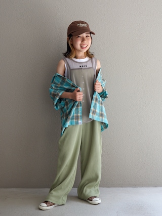 「CIAOPANIC TYPY(チャオパニックティピー)の【KIDS】綿100%パナマチェックシャツ《親子おそろい対応》(シャツ/ブラウス)」を使った、cononᐝさん(キッズ・128cm)の春コーディネート