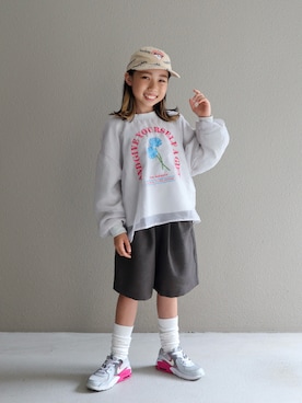 「アイテム（キャップ）」を使った、cononᐝさん（キッズ・124cm）の秋コーディネート