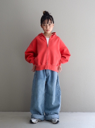 「CIAOPANIC TYPY(チャオパニックティピー)の【KIDS】KIDSピグメントダンボールパーカー(パーカー)」を使った、cononᐝさん(キッズ・131cm)の秋コーディネート