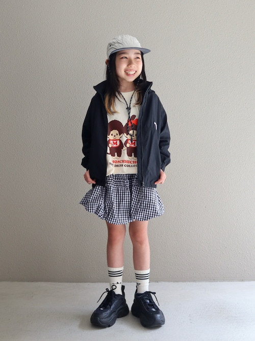 「CIAOPANIC TYPY（チャオパニックティピー）の【KIDS】《ジュニアサイズあり》ドット/ギンガムティアードバルーンミニスカート（スカート）」を使った、cononᐝさん（キッズ・128cm）の春コーディネート
