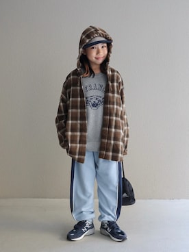 「アイテム（キャップ）」を使った、cononᐝさん（キッズ・124cm）の秋コーディネート