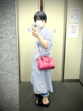 「153cm」｜「アイテム（シャツワンピース）」を使った、Jinさん（レディース・153cm）の夏コーディネート