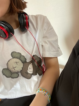 「UNIQLO（ユニクロ）のアイテム（Tシャツ/カットソー、ホワイト系）」を使った、awimさん（レディース・167cm）の夏コーディネート