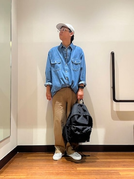 「アイテム（バックパック/リュック）」を使った、おかもとさん（メンズ・172cm）の夏コーディネート