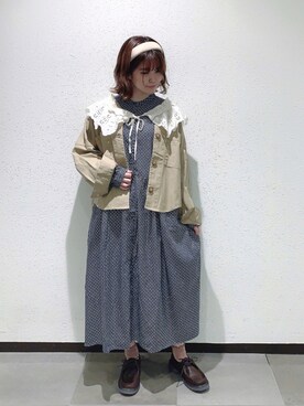 「秋トレンド2021」｜「アイテム（ノーカラージャケット）」を使った、moe_sm2さん（レディース・156cm）の秋コーディネート