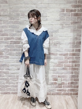 「レースブラウス」｜「アイテム（その他）」を使った、moe_sm2さん（レディース・156cm）の春コーディネート