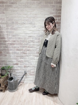 「ほめられ本命コーデ」｜「アイテム（ノーカラージャケット）」を使った、moe_sm2さん（レディース・156cm）の冬コーディネート