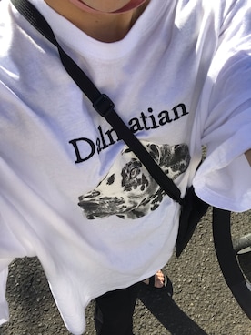 「FREAK'S STORE（フリークスストア）のWEB限定 ビッグシルエット フロント刺繍 アニマルプリントTシャツ/Dalmatian/ダルメシアン/DOG/犬（Tシャツ/カットソー）」を使った、a.さん（レディース・148cm）の夏コーディネート