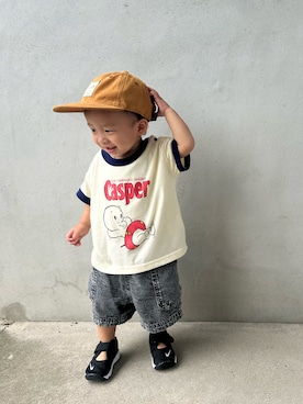 「アイテム（Tシャツ/カットソー）」を使った、m & s & nさん（キッズ・70cm）の夏コーディネート