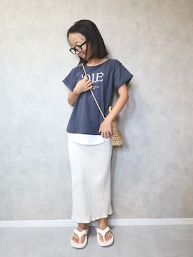 「BAYFLOW（ベイフロー）の[ポケット付き☆]リブスカート(KIDS)（スカート）」を使った、m & s & nさん（キッズ・129cm）の夏コーディネート