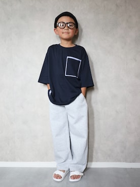 「アイテム（スウェットパンツ）」を使った、m & s & nさん（キッズ・70cm）の夏コーディネート