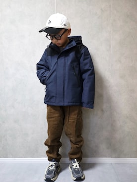 「アイテム（キャップ）」を使った、m & s & nさん（キッズ・130cm）の秋コーディネート