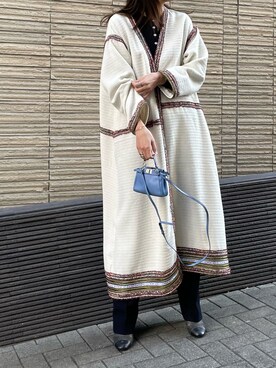 「ロングカーディガン」｜「アイテム（その他アウター）」を使った、satocoさん（レディース・165cm）の春コーディネート