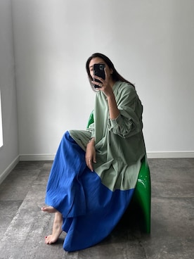 「AKTE」｜「アイテム（シャツワンピース）」を使った、satocoさん（レディース・165cm）の春コーディネート