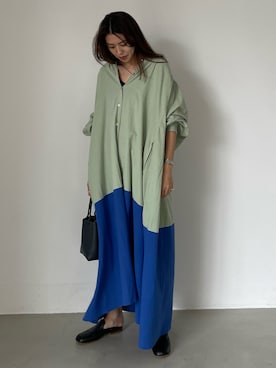 「AKTE」｜「アイテム（シャツワンピース）」を使った、satocoさん（レディース・165cm）の夏コーディネート