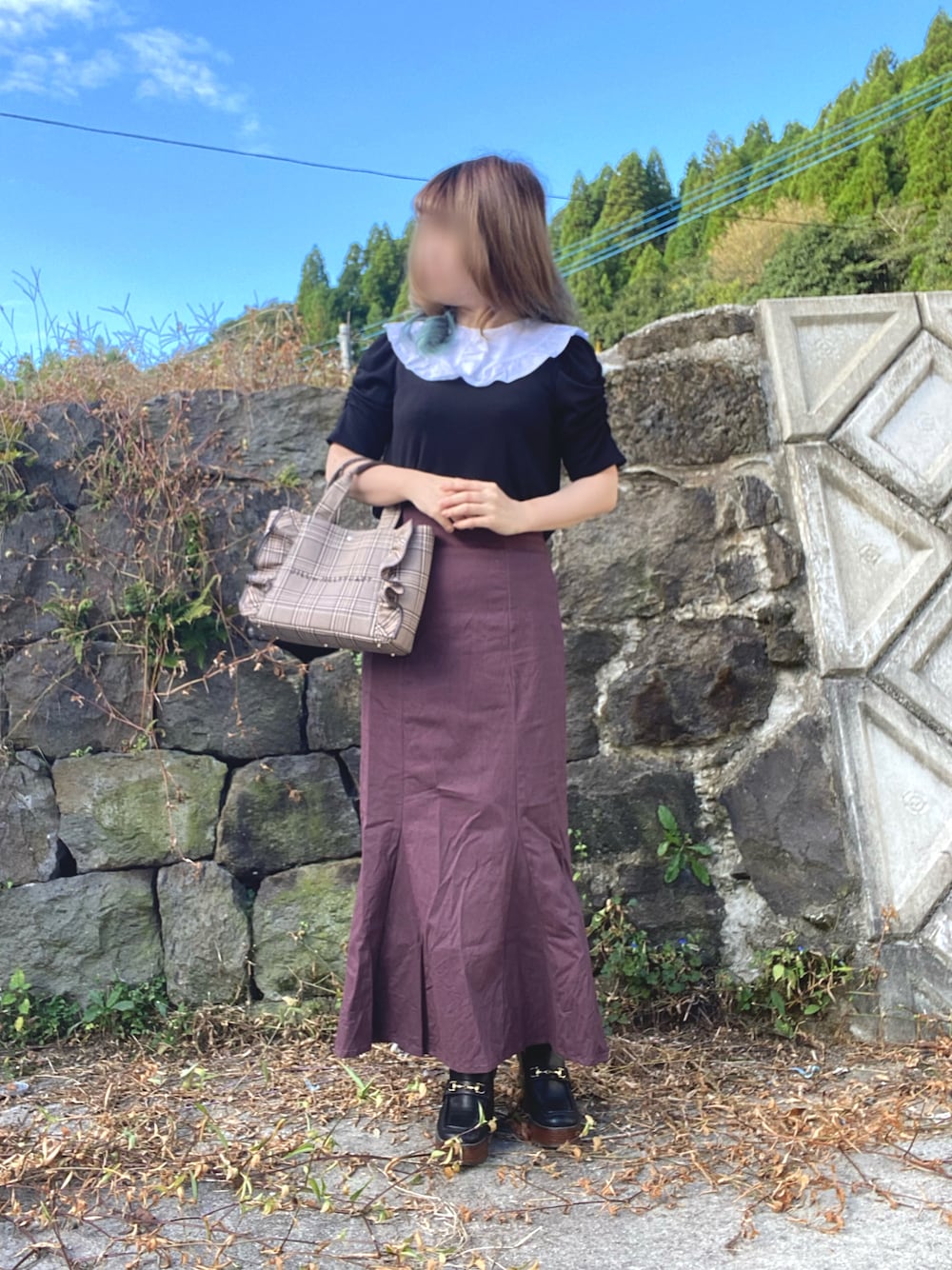 「JILL by JILL STUARTの◇フリルトートバッグ(小）（トートバッグ、ブラウン系）」を使った、RiSa＊さん（レディース・163cm）の秋コーディネートの1枚目の写真