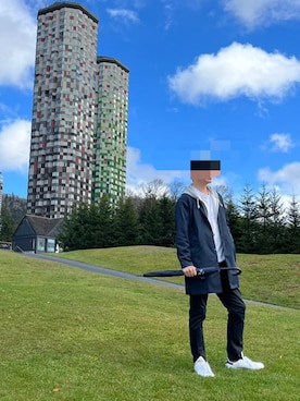 「NANO universe（ナノユニバース）のアイテム（ステンカラーコート）」を使った、kazuさん（メンズ・174cm）の秋コーディネート