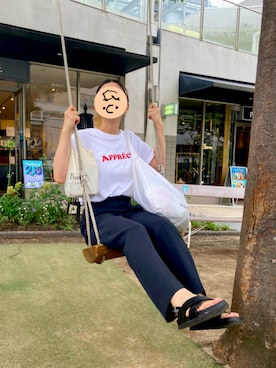 「160cm」｜「アイテム（スラックス）」を使った、NORiさん（メンズ・174cm）の夏コーディネート