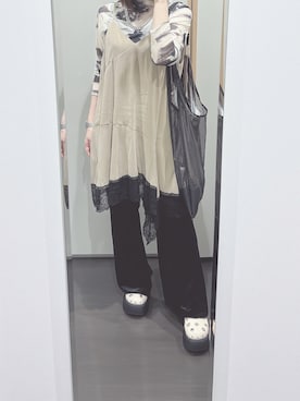 「アイテム（サンダル）」を使った、yuuaさん（レディース・154cm）の秋コーディネート