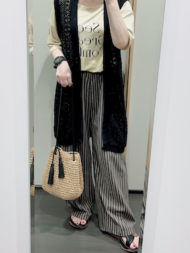 「Libra Cue（リブラ キュー）のアイテム（スラックス）」を使った、yuuaさん（レディース・154cm）の夏コーディネート