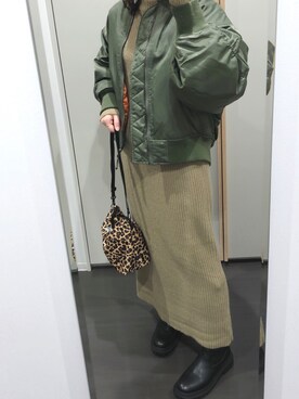 「niko and...（ニコアンド）のアイテム（MA-1）」を使った、yuuaさん（レディース・154cm）の冬コーディネート
