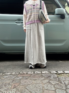 「niko and...（ニコアンド）のアイテム（トップス、パープル系）」を使った、yuuaさん（レディース・154cm）の春コーディネート