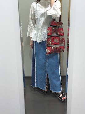 「Lee（リー）のアイテム（デニムスカート）」を使った、yuuaさん（レディース・154cm）の夏コーディネート