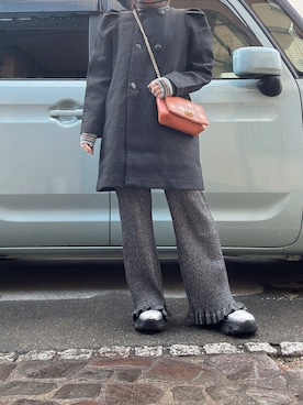 「アイテム（ノーカラーコート）」を使った、yuuaさん（レディース・154cm）の冬コーディネート