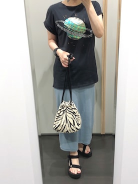 「Teva（テバ）のTeva / プラットフォーム ユニバーサル（サンダル）」を使った、yuuaさん（レディース・154cm）の夏コーディネート