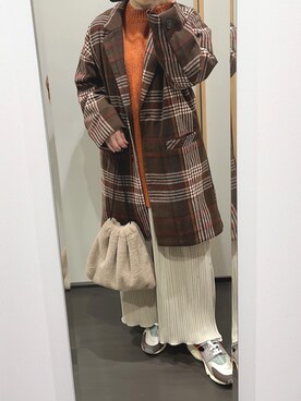 「AS KNOW AS plus（アズノゥアズプラス）のアイテム（チェスターコート）」を使った、yuuaさん（レディース・154cm）の冬コーディネート