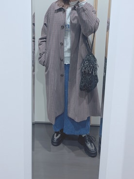 「niko and...（ニコアンド）のアイテム（ステンカラーコート）」を使った、yuuaさん（レディース・154cm）の冬コーディネート
